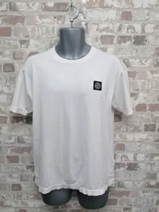 Stone Island, weißes T-Shirt mit Kompassaufnäher und Rundhalsausschnitt Größe Medium - Bild 1 von 8