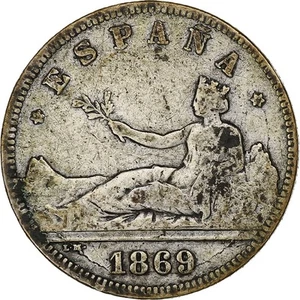 [#1287086] Spain, Provisional Government, 2 Pesetas, 1869, Madrid, Silver, VF - Picture 1 of 2