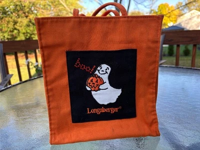 Маленькая оранжевая сумка-тоут Longaberger Homestead Halloween Boo Ghost - Изображение 1 из 4