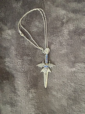 Cobra Sword Pewter Pendant Necklace Blue Eyes Fellowship Foundry US Made *NEW* - Image 1 of 4