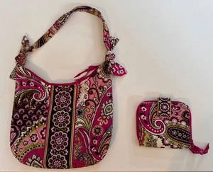 Vera Bradley Mini Hipster Crossbody Geldbörse Paisley Pink Very Berry mit Geldbörse - Bild 1 von 4