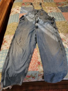Carhartt Mens Overalls Blue Straight Leg Pockets Size 44x32 - Picture 1 of 17