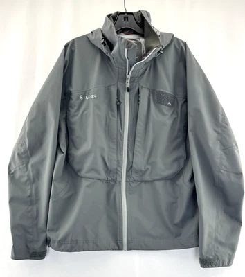 Simms Jacket Hooded Classic Goretex Fly Fishing Tackle Waterproof Mens M Gray - Image 1 of 4