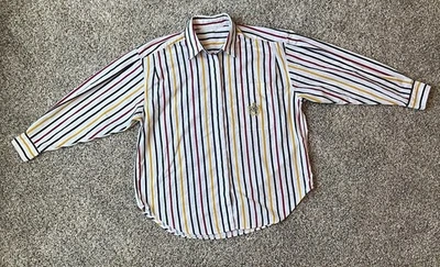 90s Vintage Huntington Ridge Rainbow Stripped Button down Shirt Pics For Measure - Image 1 of 4