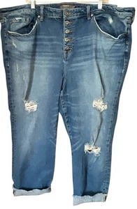 Torrid talla grande 24R tiro alto recto capris puños denim botón mosca 48x24 - Imagen 1 de 14