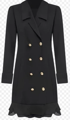Nuevo con etiquetas Vestido Blazer Mujer Karl Lagerfeld Negro Buceo Crepé Doble Botón Frontal, Talla 10 Foto 1 de 4