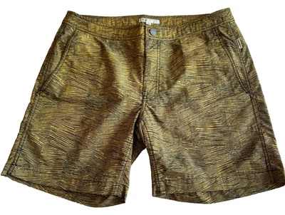 Onia Calder Pantalones Cortos Geométricos Negros y Dorados, Traje de Baño, Talla 33", COMO NUEVO Foto 1 de 4