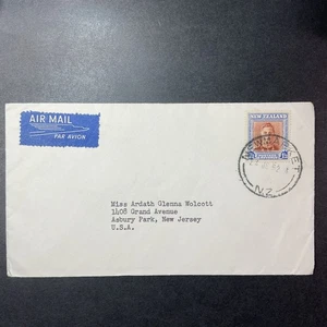 AIRMAIL COVER 1952 NEW ZEALAND New Market to USA NEW JERSEY 1/3 Stamp - Picture 1 of 2