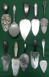 10 Pc Silverplated Antique to Vintage PIE / CAKE / PASTRY SERVERS - Picture 1 of 10