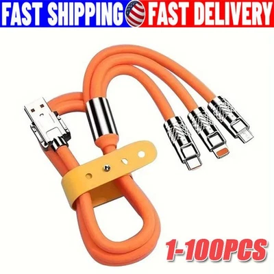 3in1Fast Charging Cable Cell Phone Charger Cord For i Phone Type C Micro USB LOT - Image 1 of 4