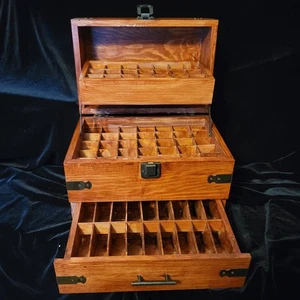 Wooden Essential Oil Storage Box 3 Tier Oil Sun Protection Case Used As Is  - Picture 1 of 14