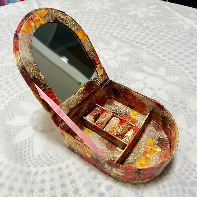 Vintage Yellow Pink Roses 90s Floral Garden All Over Print Keepsake Jewelry Box - Image 1 of 4