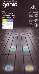6 Pc RGB Coloured LED Deck Lights Kit DIY Stainless Steel Wi-Fi Compatible - Picture 1 of 7
