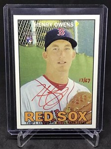 2016 Topps Heritage Henry Owens On Card Real One Red Ink Auto 17/67