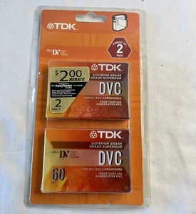 Pack of 2 TDK Mini Digital Video Cassette 60 Minute Superior Grade New DVC - Picture 1 of 3