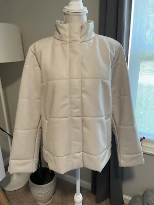 ¡NUEVO! Impresionante chaqueta acolchada de cuero vegano piedra pómez J. Jill talla grande precio de venta sugerido por el fabricante $179 Foto 1 de 4