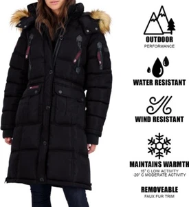 CANADA WEATHER GEAR Puffer Coat for Women- Long Faux Fur Insulated Winter Jacket - Picture 1 of 4