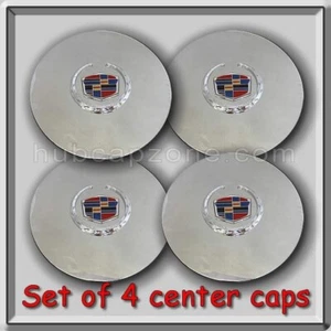 Set 4 Chrome Cadillac DTS Wheel Center Caps 2003-2008 Replica Hubcaps - Picture 1 of 4