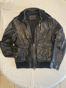 Politix Leather Black Bomber Jacket - Picture 1 of 13