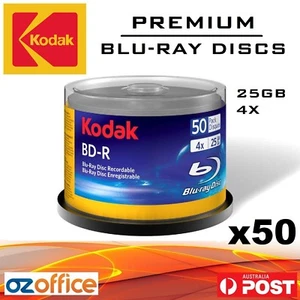 50 x KODAK Blank Blu-Ray Discs 25GB BDR 4X White Inkjet Printable Disc - Picture 1 of 2