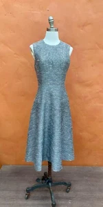 Lela Rose Sequin Tweed Dress $1590.00 Fit Flare Party Cocktail Size 4 Silver - Picture 1 of 7