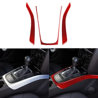 Cubierta de panel de cambio de marchas de consola central de fibra de carbono roja 3 piezas para Audi A5 S5 08-16 Foto 1 de 4