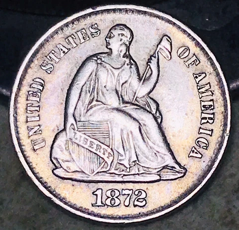1872 S Seated Liberty Half Dime 5C High Grade Choice 90% Silver US Coin CC18486 Cover