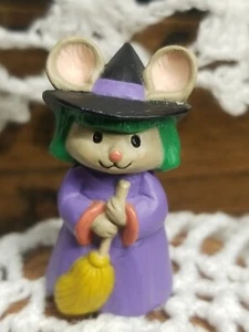 Hallmark Halloween Merry Miniatures Mouse Witch 1993 Green Hair Has Gold Seal - Picture 1 of 7