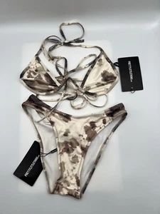 Pretty Little Thing US Größe 2 Tier Kuh Print Bikini Set Dekolleté Draht Oberteil - Bild 1 von 8