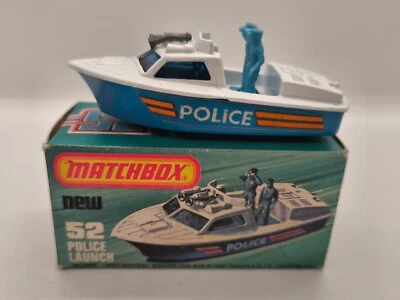 POLICE LAUNCH POLIZEI BOOT MATCHBOX SUPERFAST No.52 ENGLAND VON 1976 IN OVP BOX - Bild 1 von 4