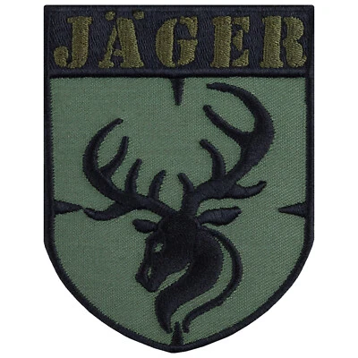 JÄGER Aufnäher Hirschkopf Jagd Aufbügler Hunter Patch Applikation Jagdabzeichen