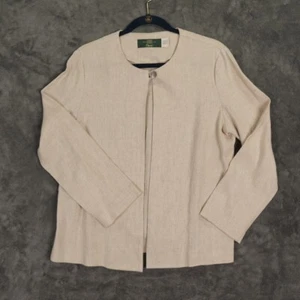 Blazer Orvis vintage para mujer 10 flexiones color caqui mezcla de lino abierto frente oficina EE. UU. - Imagen 1 de 8