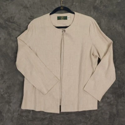 Blazer vintage Orvis para mujer talla 10 doble color caqui mezcla de lino frente abierto EE. UU. Foto 1 de 4