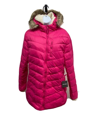 Chaqueta de Plumón Eddie Bauer Niñas Parka XL Sun Valley NUEVA Cuello de Piel Sintética Remolacha Foto 1 de 4