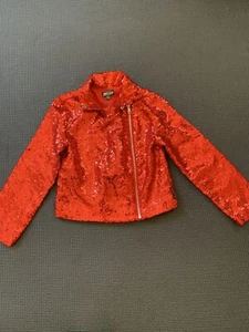 Red Sequin Sparkle Moto Jacket JoJo Siwa JoJo's Closet Girls Size Small (6/6X) - Picture 1 of 5
