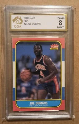 Tarjeta de novato Joe Dumars RC Fleer 1986/1987 - NBA #27 - CGA 8 casi nueva/como nueva no PSA Foto 1 de 2