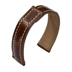 Watch Strap Deployment Clasp Alligator Leather Brown by Barington/Eulit - 3 Widths - Picture 1 of 1