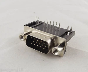 D-SUB VGA DB15 15 Pin 3 Rows Male Right Angle PCB Solder Cable Connector Adapter - Picture 1 of 8