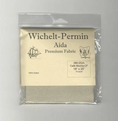 Tela punto de cruz Wichelt-Permin 14 unidades Café Mocha Aida 18" x 25" #386-252A Foto 1 de 3
