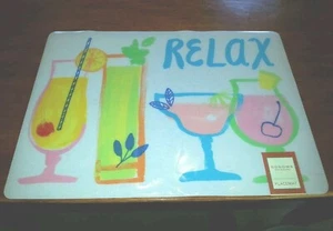 SONOMA LIFE & STYLE OUTDOOR PLACEMATS " RELAX " COCKTAILS ( SET OF 4 ) NEW - Picture 1 of 4