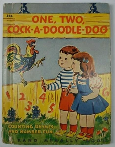 1943 One Two Cock-A-Doodle-Doo HC Childrens Counting Book McNally Pease 1940s - Imagen 1 de 5