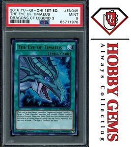 THE EYE OF TIMAEUS DRL3-EN045 Ultra Rare PSA 9 2016 Dragons of Legend 1st Ed C2 - Picture 1 of 2