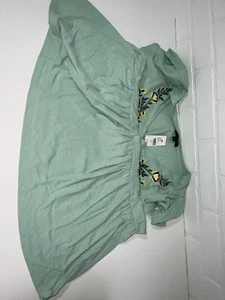 NWT! Lane Bryant Cap Flutter Sleeve V-Neck Babydoll Shirt Sz 14/16 $50 Green - Picture 1 of 6