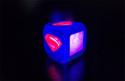 The Superman Digital USB LED Night Light Alarm Clock Kids Bedroom Decorate Lamps - Image 1 of 4