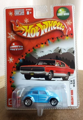 2005 Hot Wheels VW BEETLE VOLKSWAGEN Blue HOLIDAY RODS #1/4 1:64 Real Riders Prf - Image 1 of 4