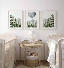 nursery wall art prints, mountain nursery decor, moon and stars