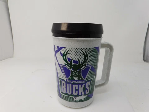 NBA Vintage Milwaukee Bucks 22oz Super Thermo Insulated Travel Mug Cover