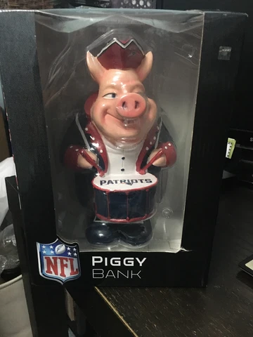 NFL New England Patriots Caricature Piggy Bank, Team Color, OS Cover