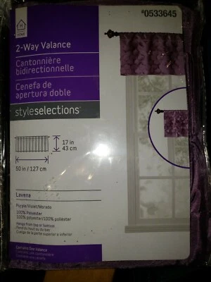 Style Selections Two- Way Valance, 50"×17", Purple/Fuchsia Panel, 1613291 - Image 1 of 4