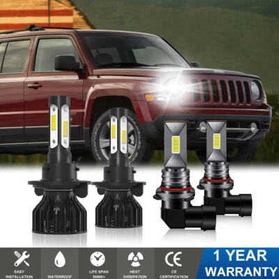 For Jeep Patriot 2007-2009 LED Headlight High/Low + Fog Light 4X Bulbs Kit 6000K - Image 1 of 4